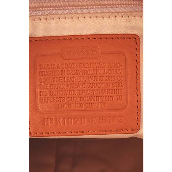 Coach Tangerine Stitched Patent Leather Tote Shoulder Bag F15142 Purse - Picture 4 of 10